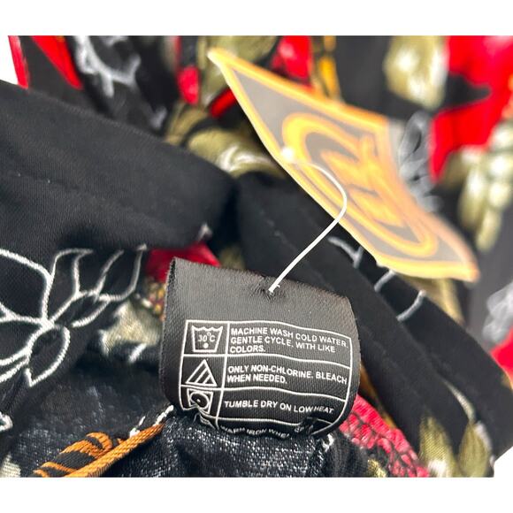 Tiki Palm Hawaiian Dress XL Red Tropical Open Tie Back Babydoll Asymmetrical Hem - Picture 16 of 16